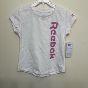 Reebok Kids White Tee with Pink Logo